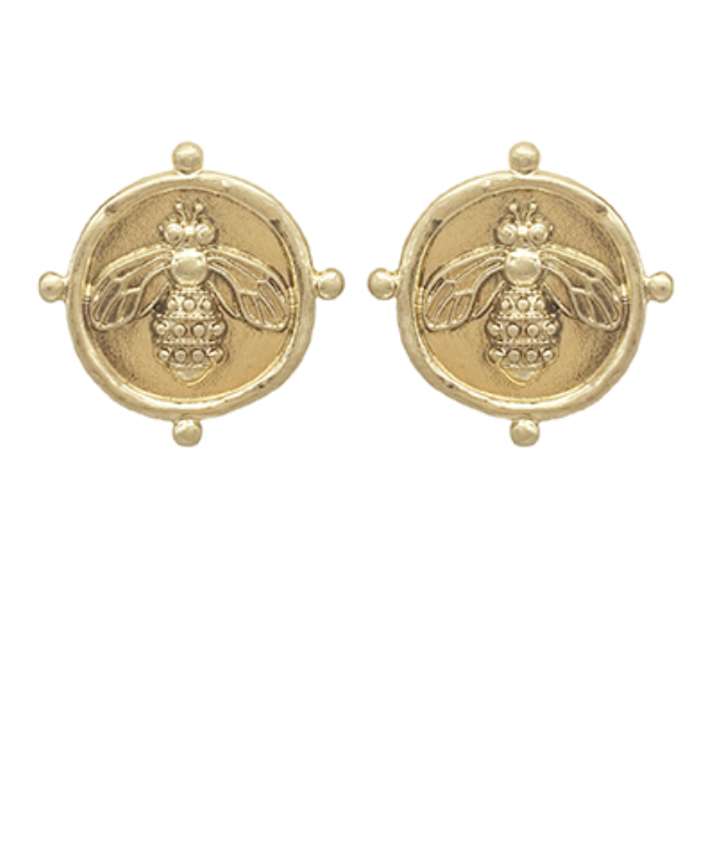 Embossed Coin Stud Earrings