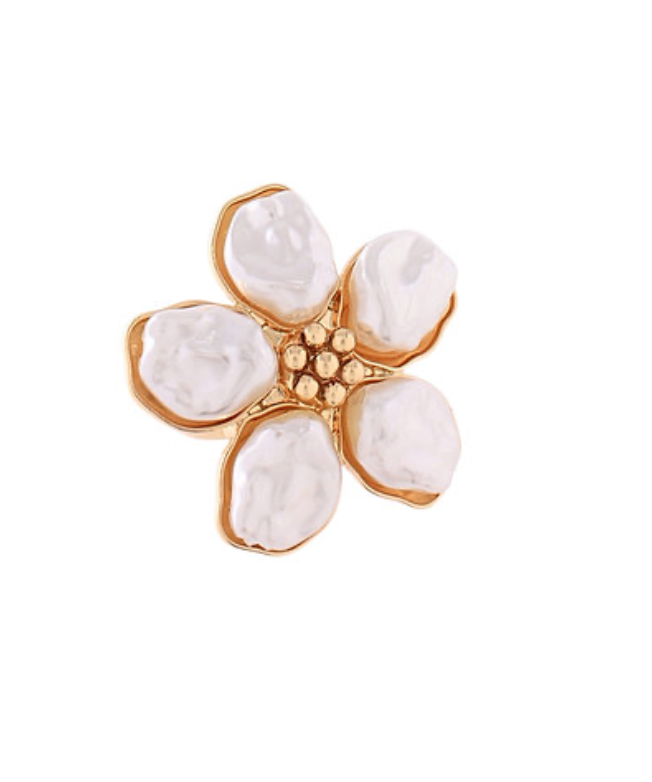 Gold & Mother of Pearl Flower Ring