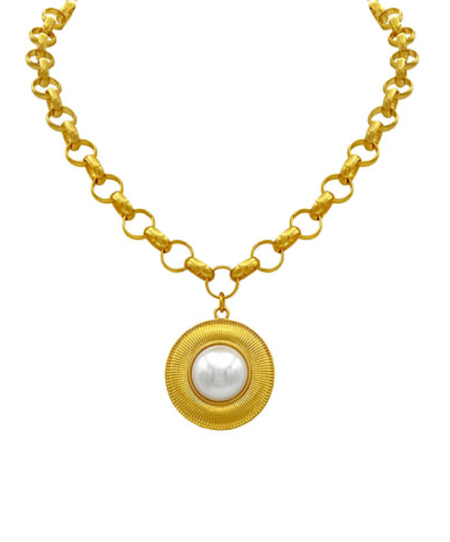 Solara Pearl Medallion Necklace
