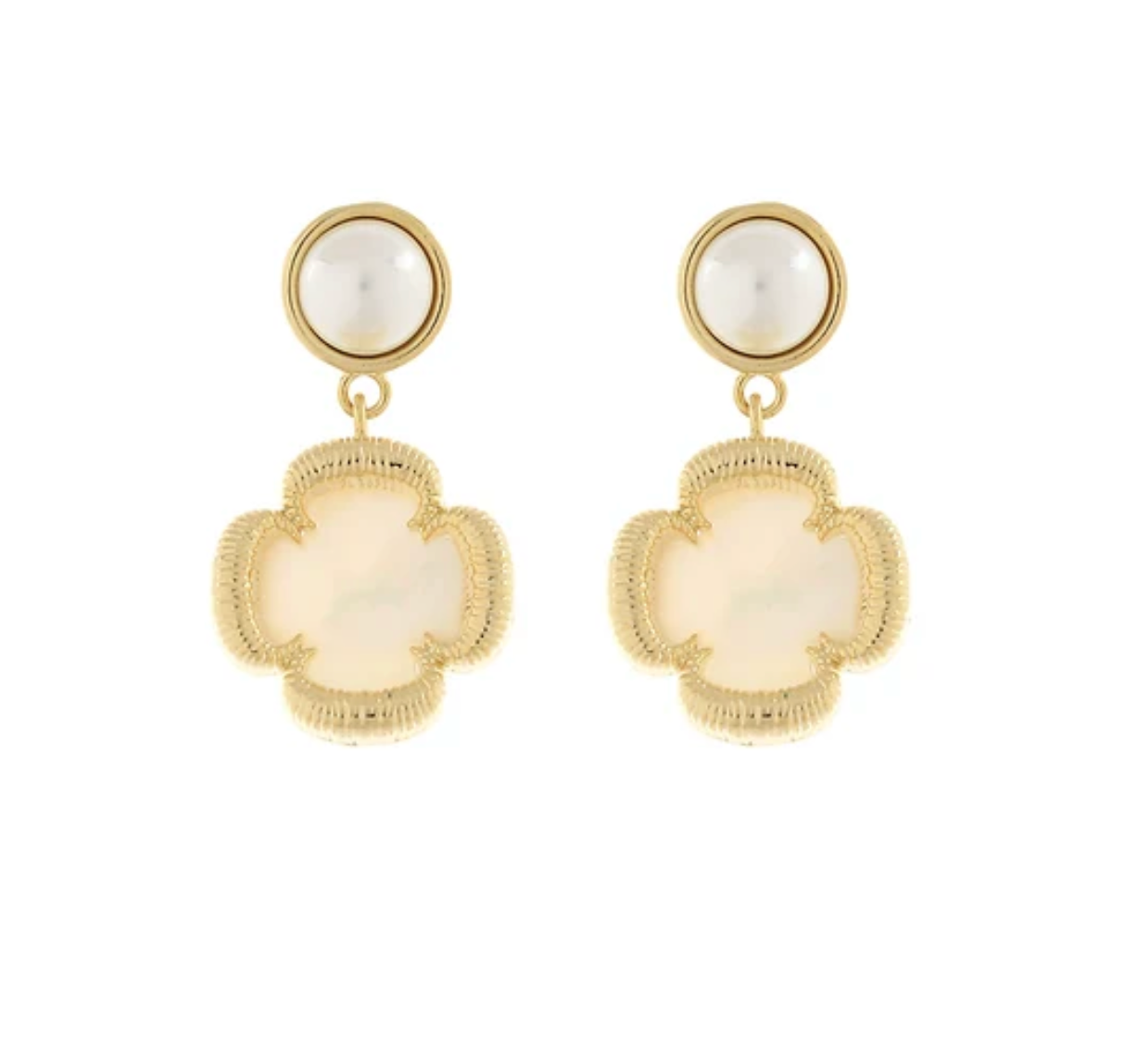 Ivory Clover Drop Earrings