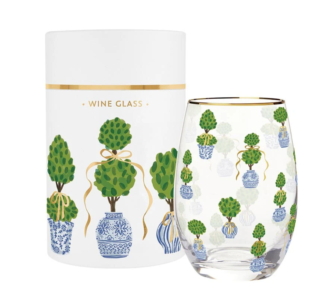 Topiaries Stemless Wine Glass