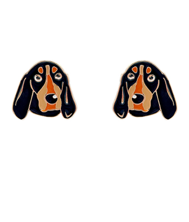 Smokey the Dog, UT Mascott, Black and Orange enamel earrings