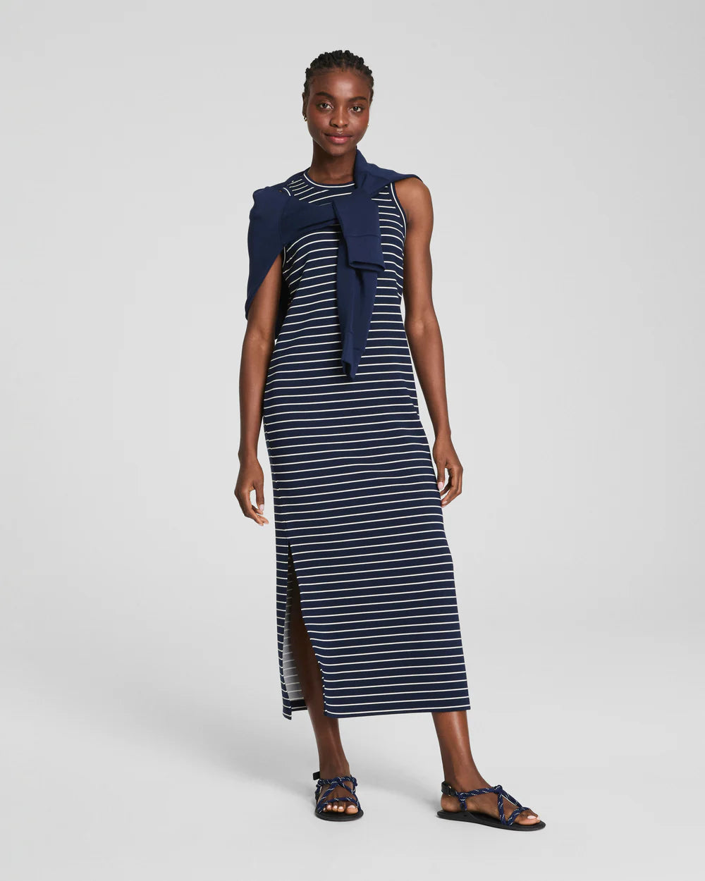 Spanx AirEssentials Sleeveless Maxi Dress Navy Stripe