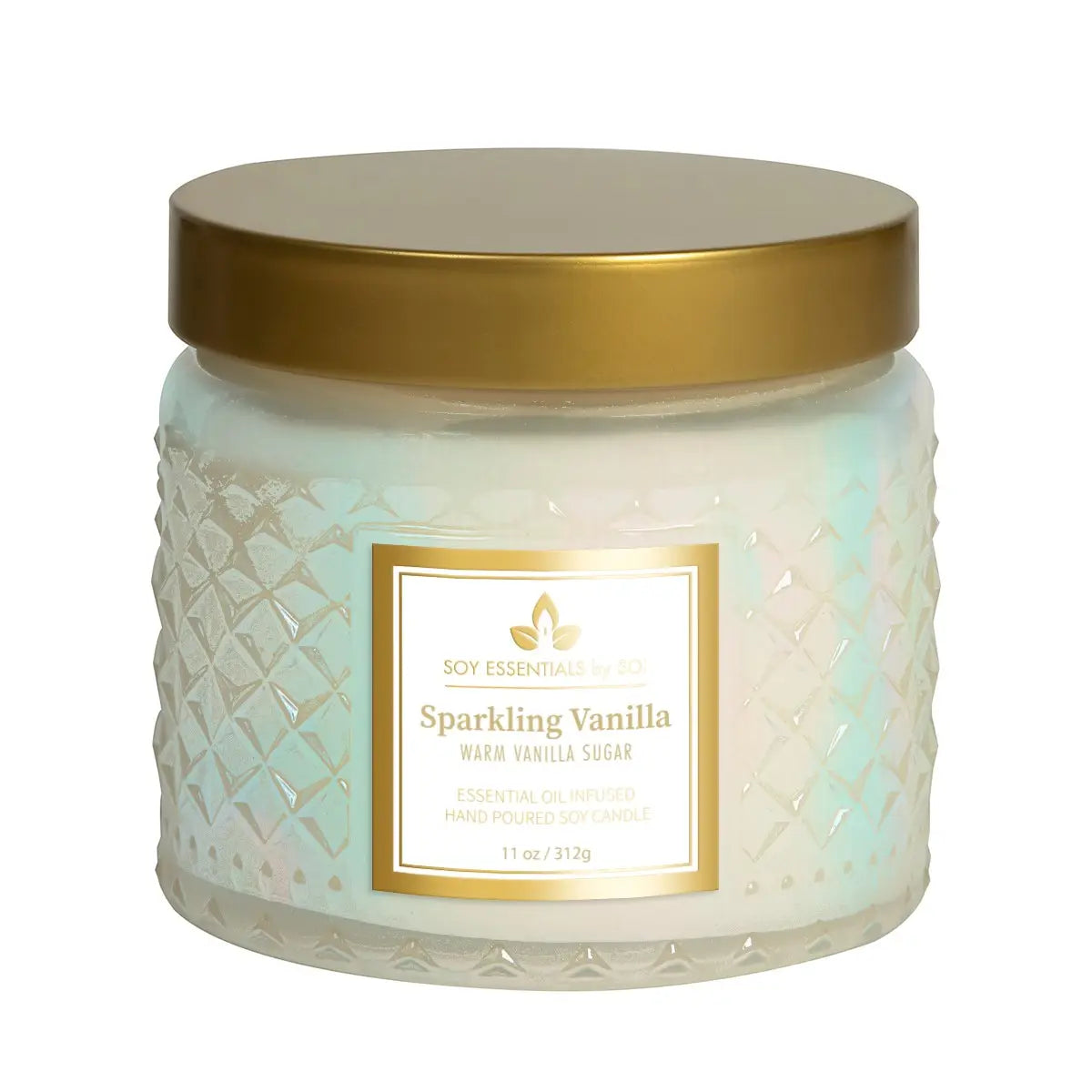 Sparkling Vanilla Faceted Glass Jar Soy Candle