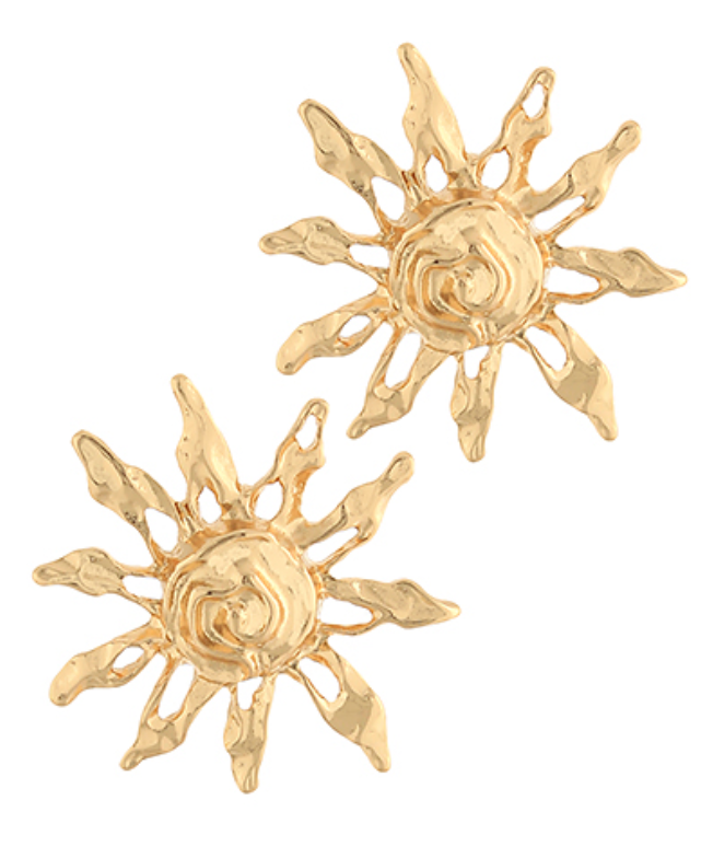 Sunburst Stud Earrings in Textured Gold
