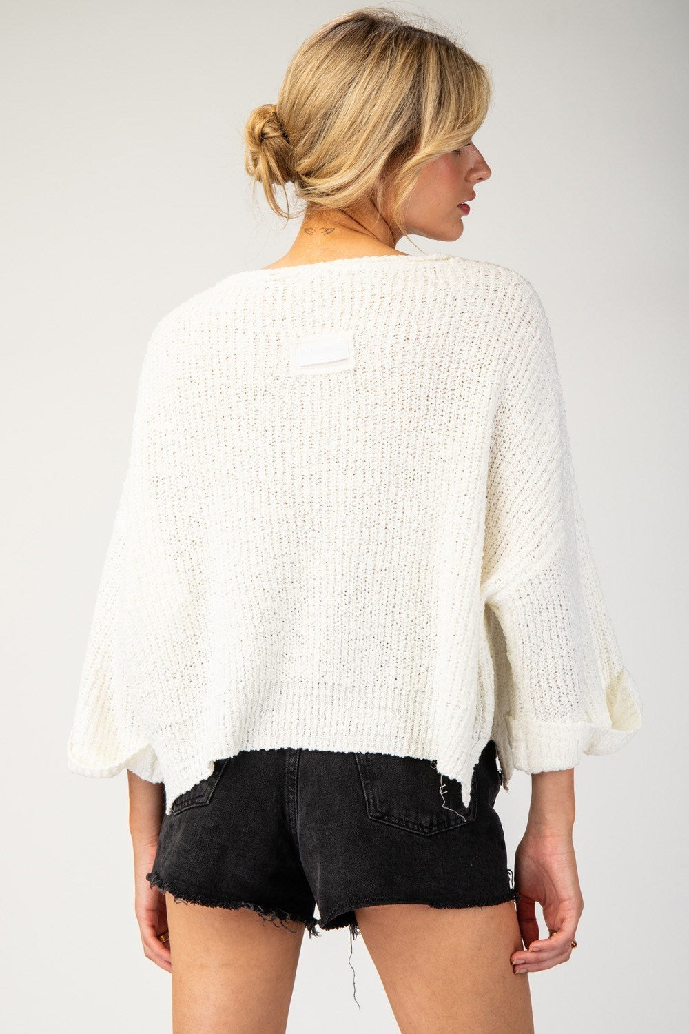 Textured V-Neck Sweater Top