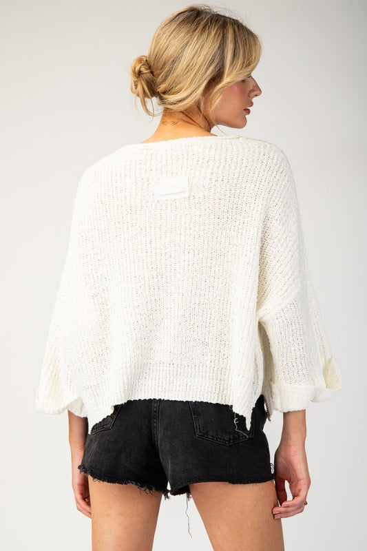 Textured V-Neck Sweater Top