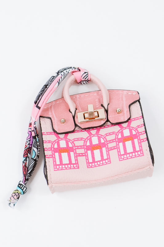 The Parisian Scarf Handle Bag Charm Pink
