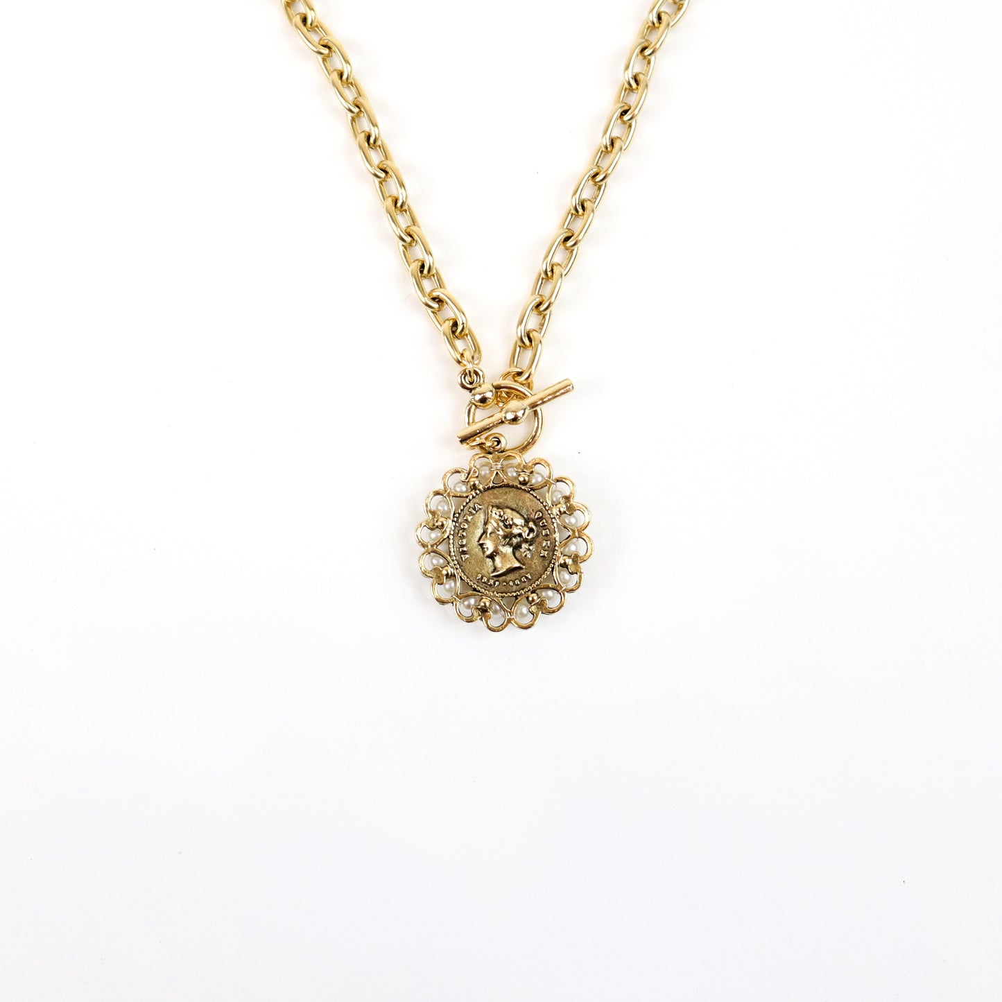 Vintage-Inspired Gold Coin Charm Necklace
