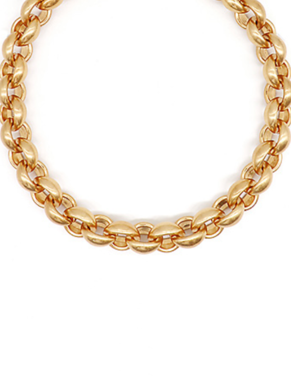 Vintage gold chunky chain necklace with faceted links, a bold and elegant statement piece