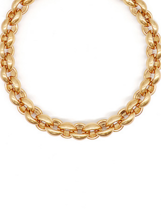 Vintage gold chunky chain necklace with faceted links, a bold and elegant statement piece