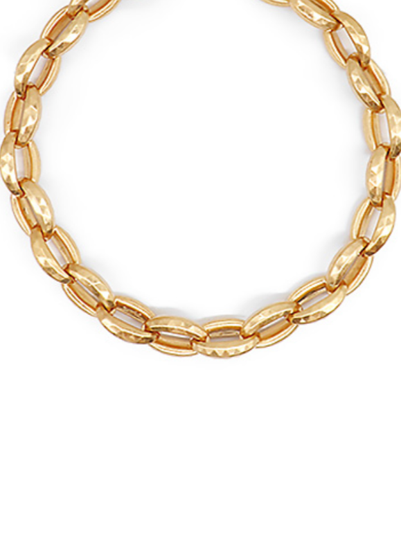 Vintage gold chunky chain necklace with faceted links, a bold and elegant statement piece