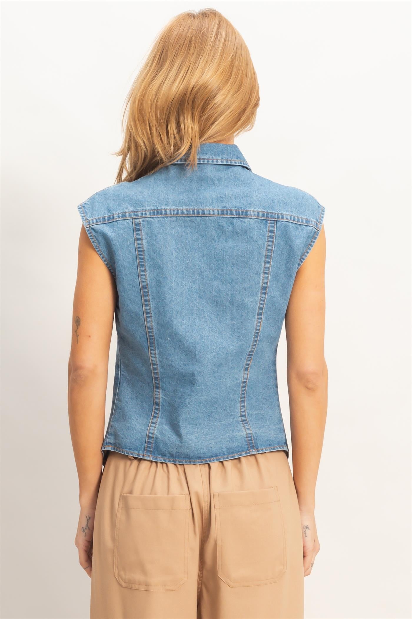The Ashley Denim Button-Up Top