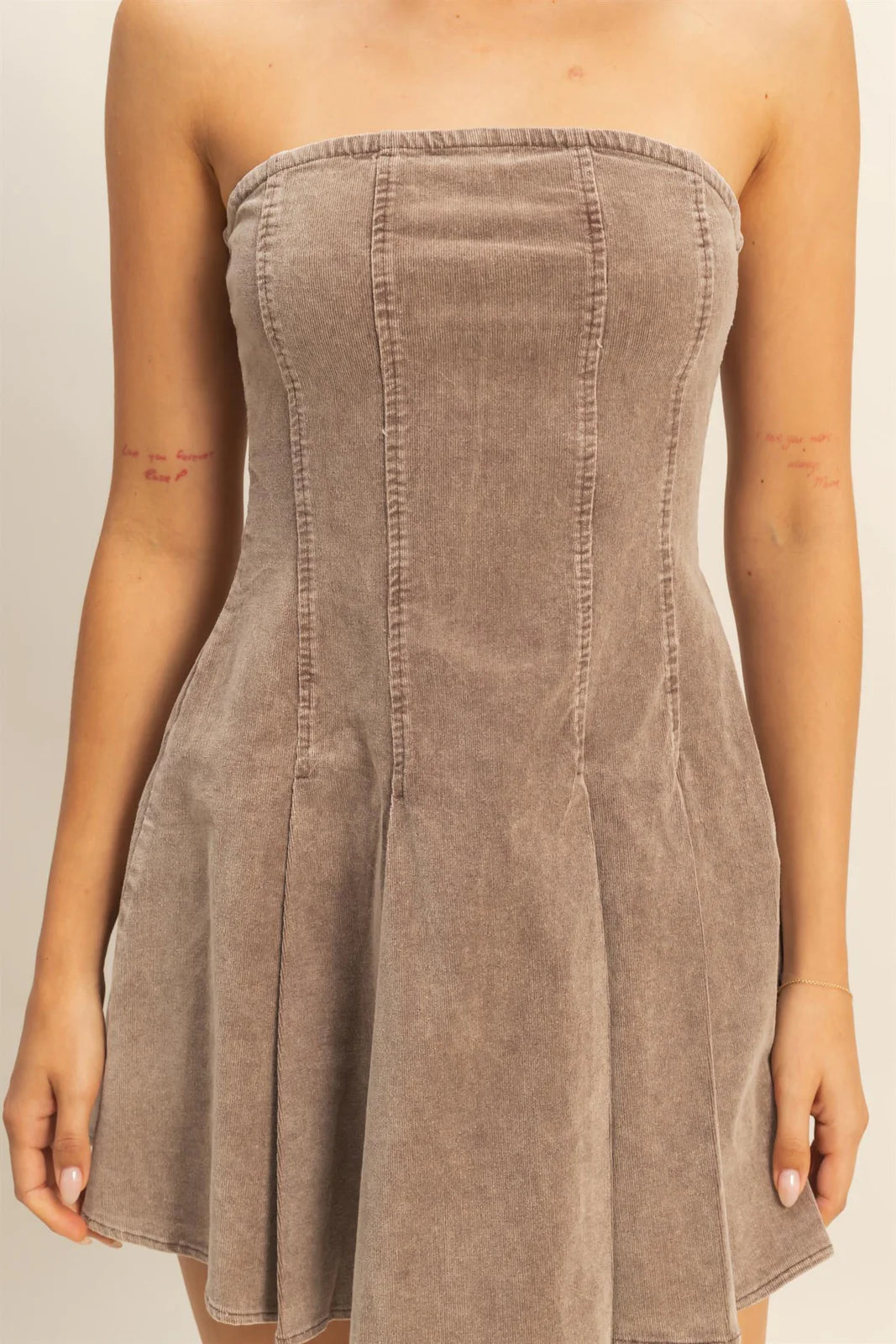 Mineral Washed Mini Dress With Flared Skirt