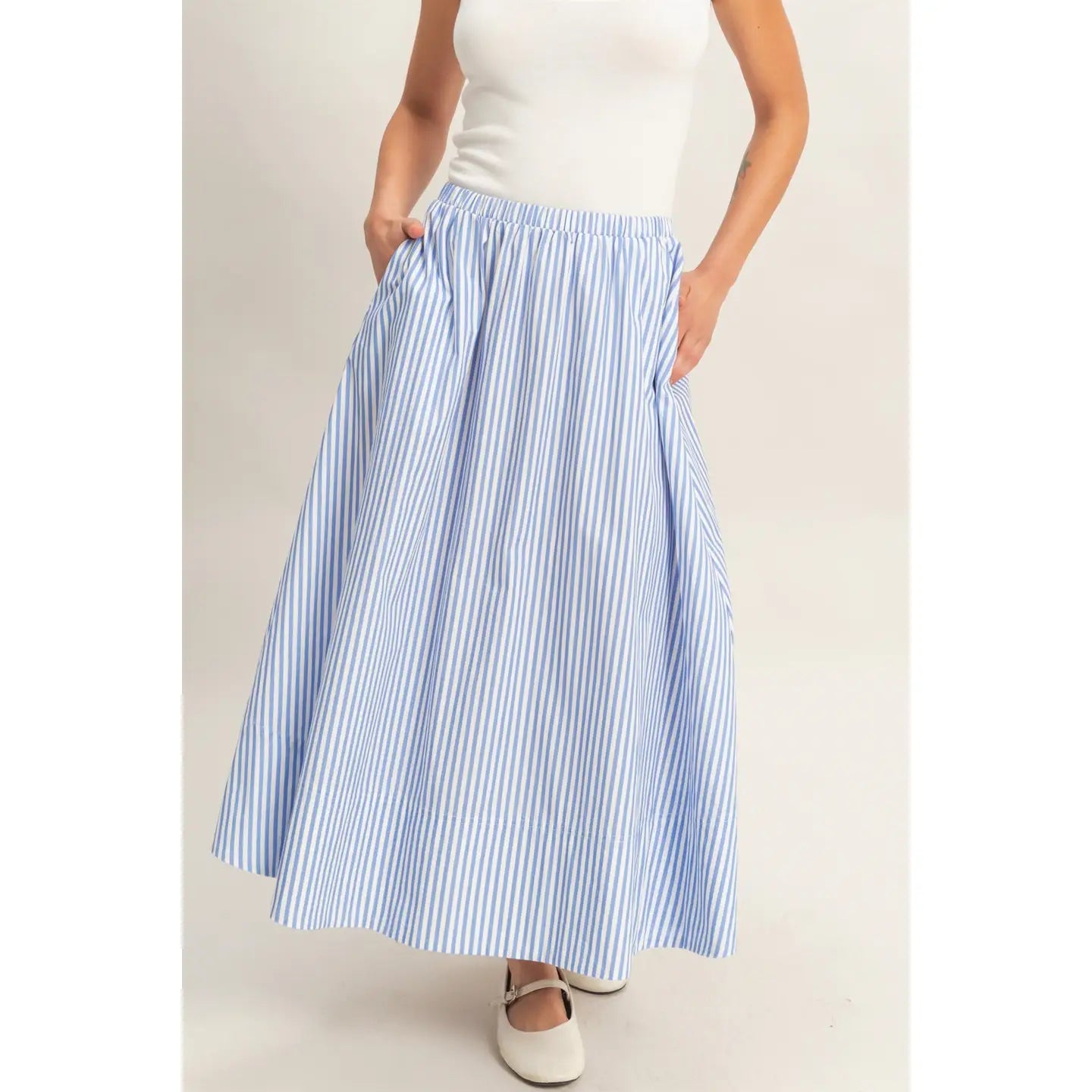 Seabreeze Stripe Midi Skirt