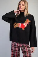 The Agnes Dachshund Graphic Sweater brings playful personality to cozy-season style with an adorable dachshund graphic and classic mock neckline.