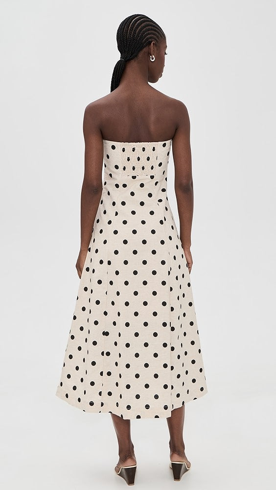 Camille Linen Polka Dot Dress