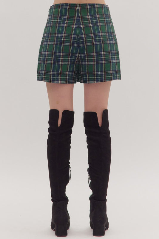 Playful yet polished, the Tamsin plaid wrap skort blends classic pattern with modern comfort.