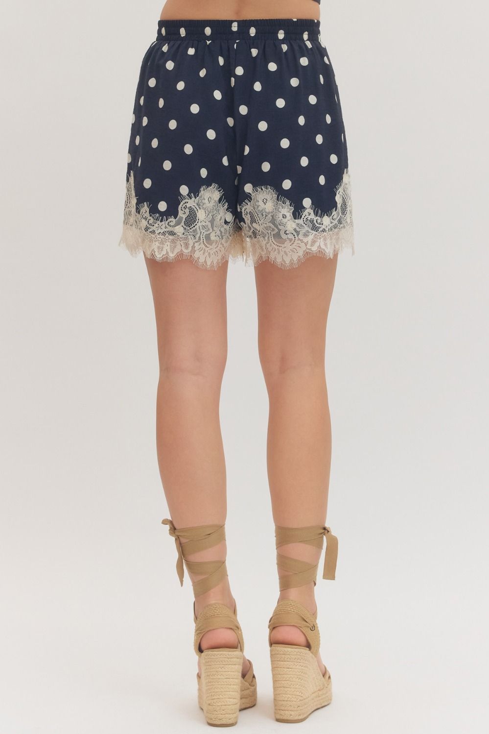 Delaney Polka Dot Lace Trim Shorts