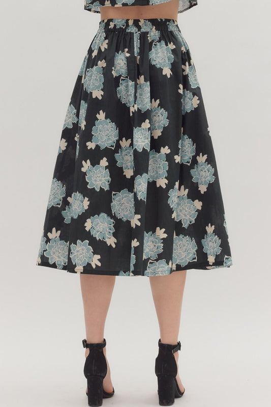 Gretchen Floral Pleated Midi Skirt