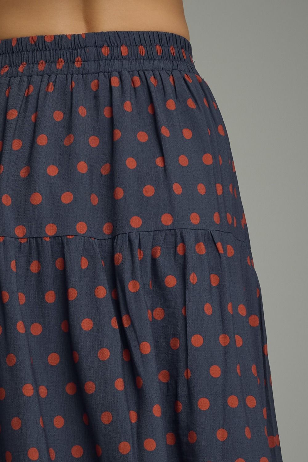 Delaney Polka Dot Ruffle Midi Skirt