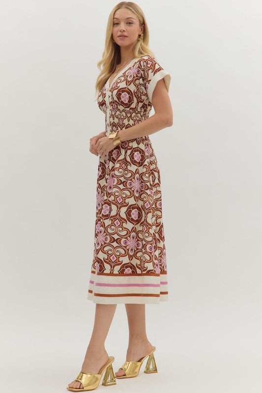 Myra Botanical Cap Sleeve Dress