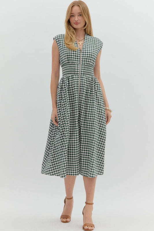 Nadine Gingham Midi Dress