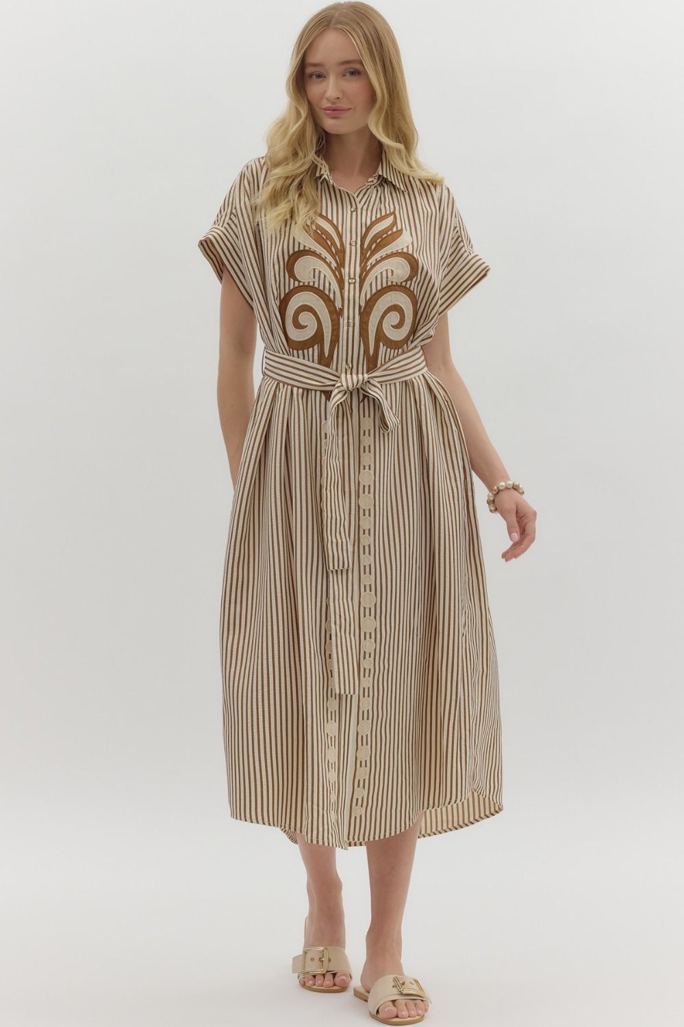 Adeline Abstract Appliqué Midi Dress