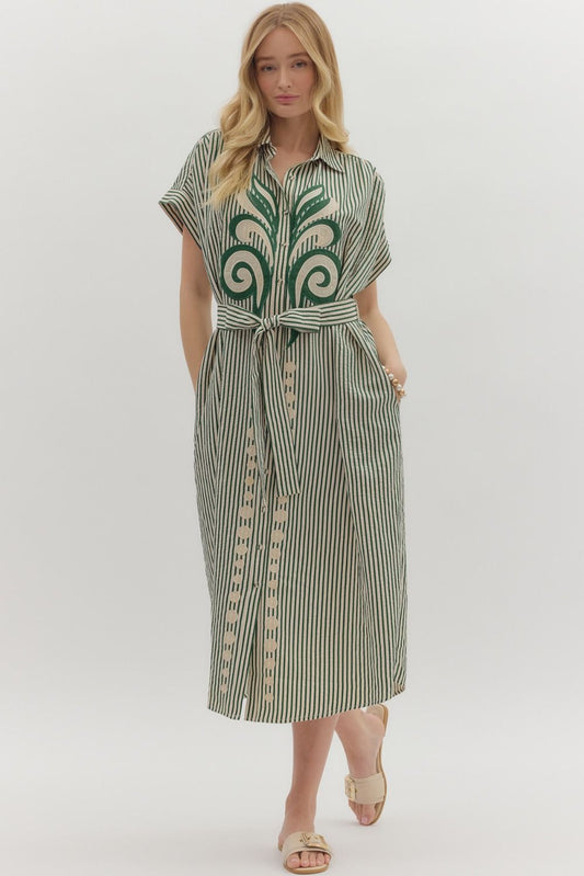 Adeline Abstract Appliqué Midi Dress