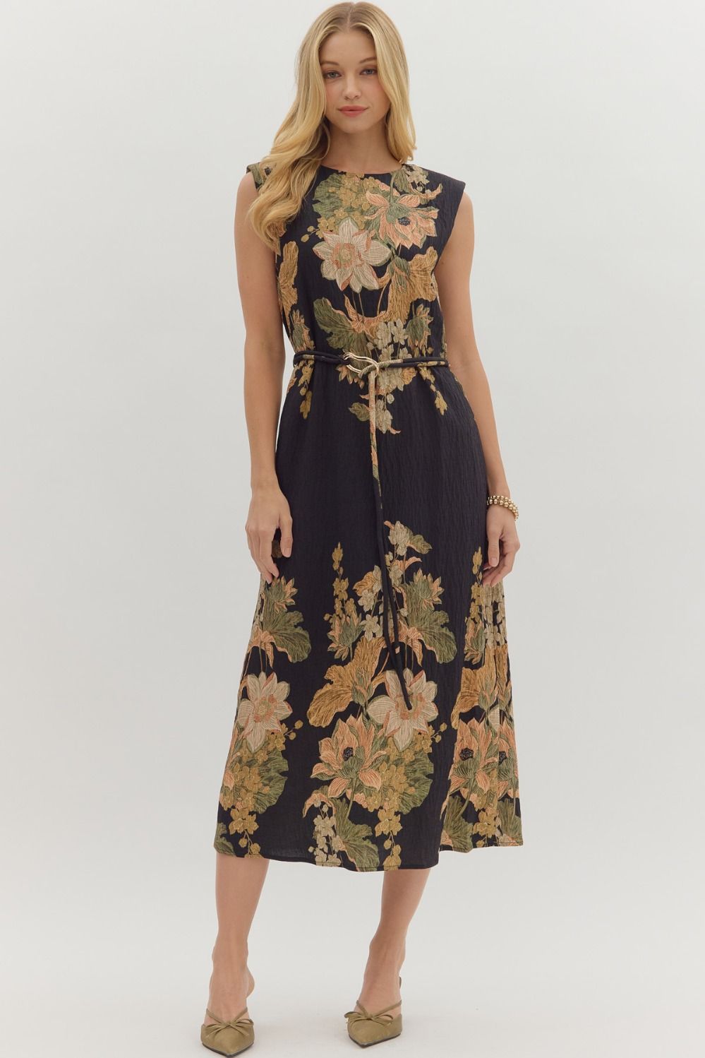 margot midi dress Margot Floral Midi Dress Large / Burgundy