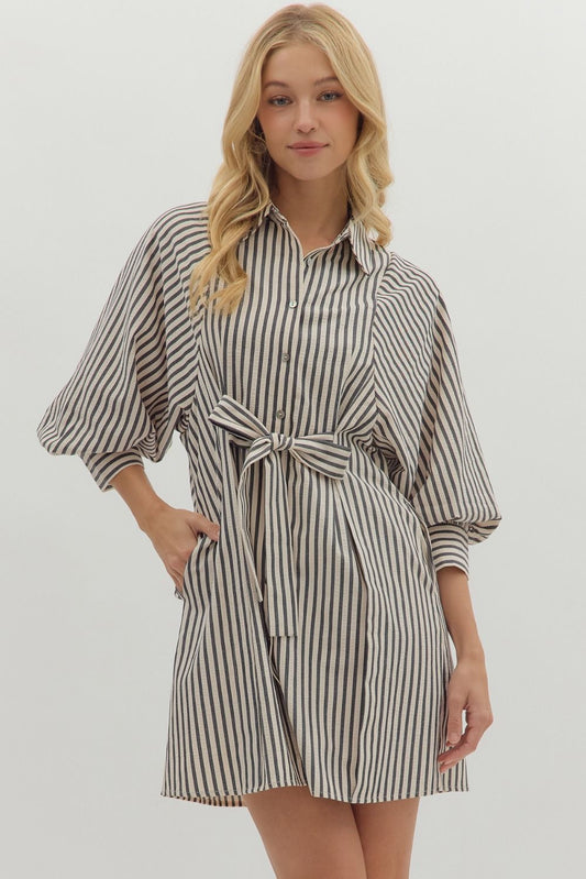 Carrie Belted Puff Sleeve Dress