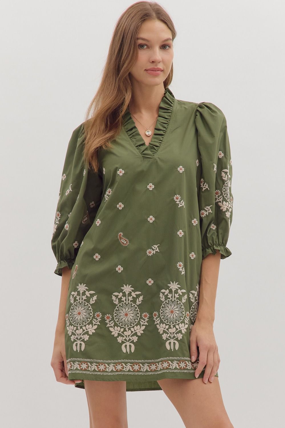 The Clara Embroidered Mini Dress L