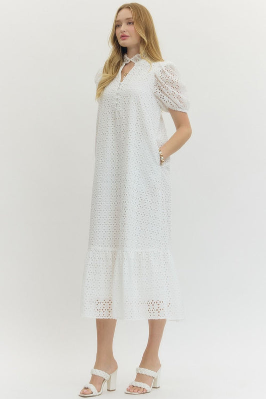 Sarah Eyelet Midi Dress
