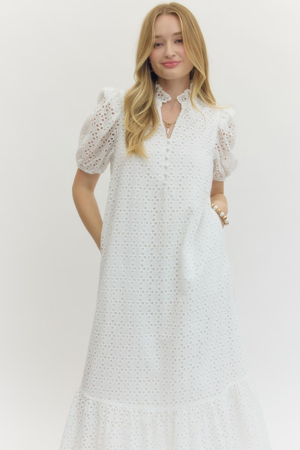 Sarah Eyelet Midi Dress
