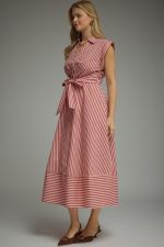 Emery Stripe Tie-Front Midi Dress