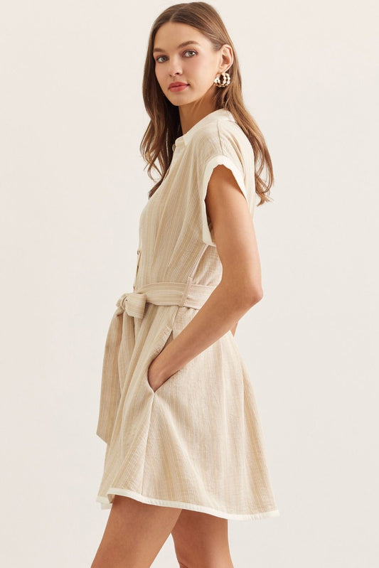 Danielle Striped Belted Mini Dress