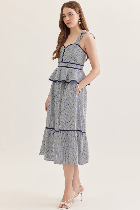 Maren Stripe Peplum Midi Dress