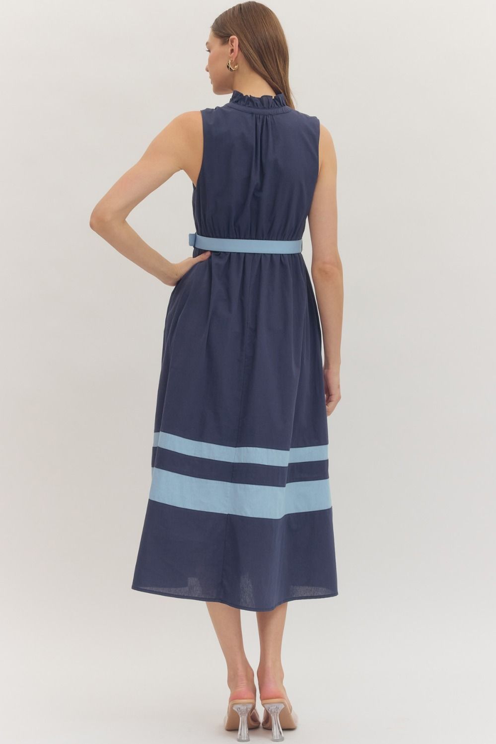 Addison Contrast Belt Midi Dress