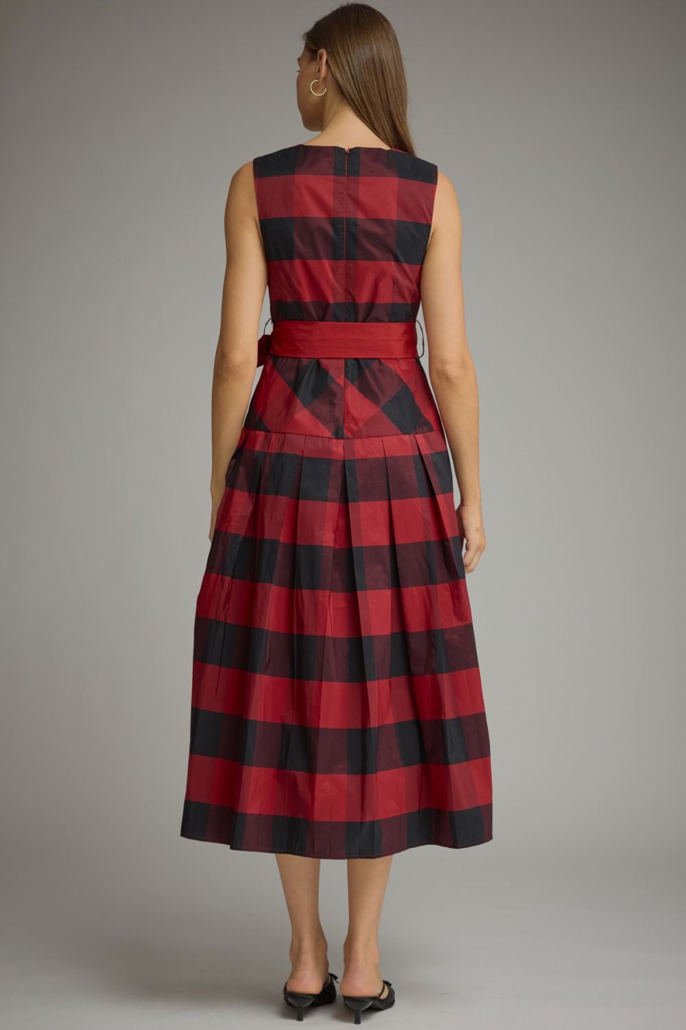 Delaney Gingham Pleated Midi Dress