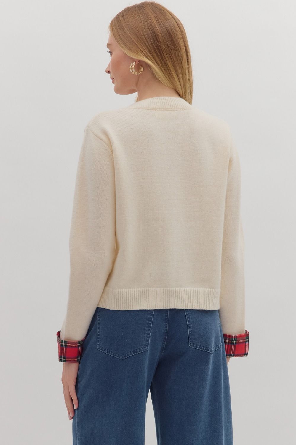 Clarinda Plaid Trim Cardigan