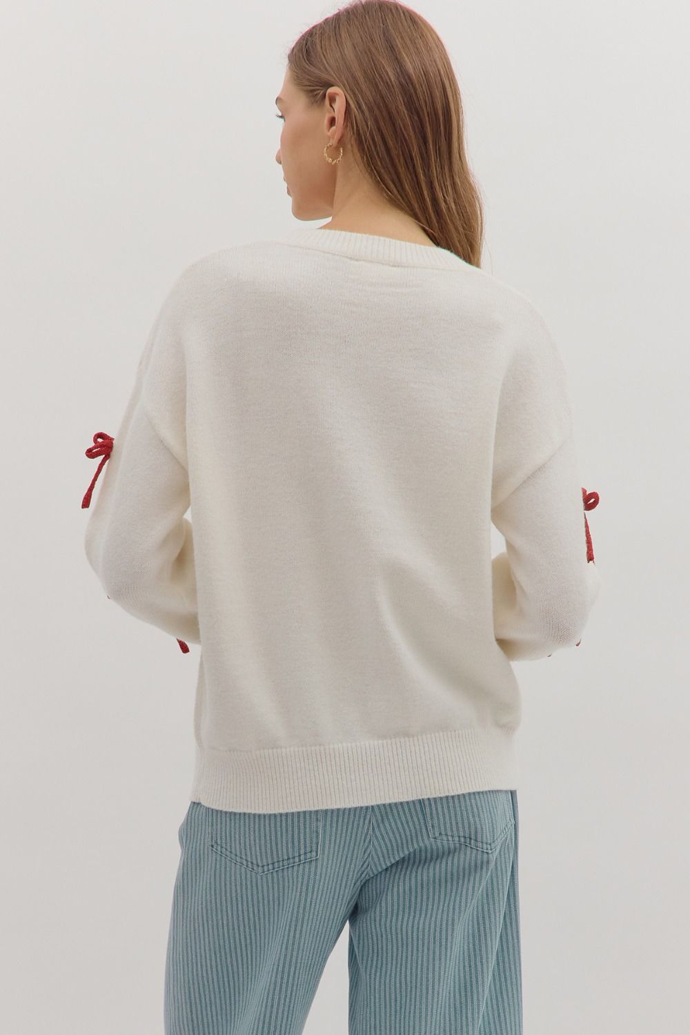Santa Baby Bow Trim Sweater