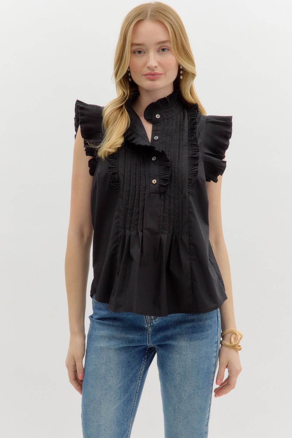 Evelina Pleated Sleeveless Top