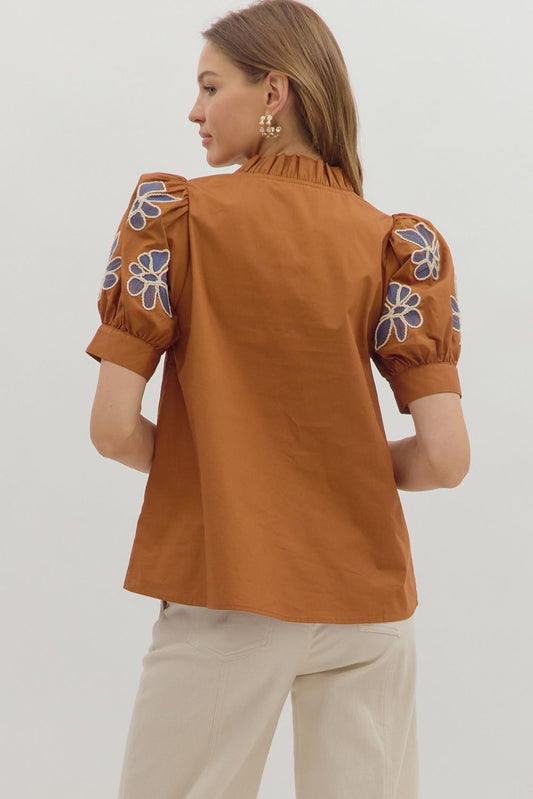 Alina Ruffle Accent V-Neck Top