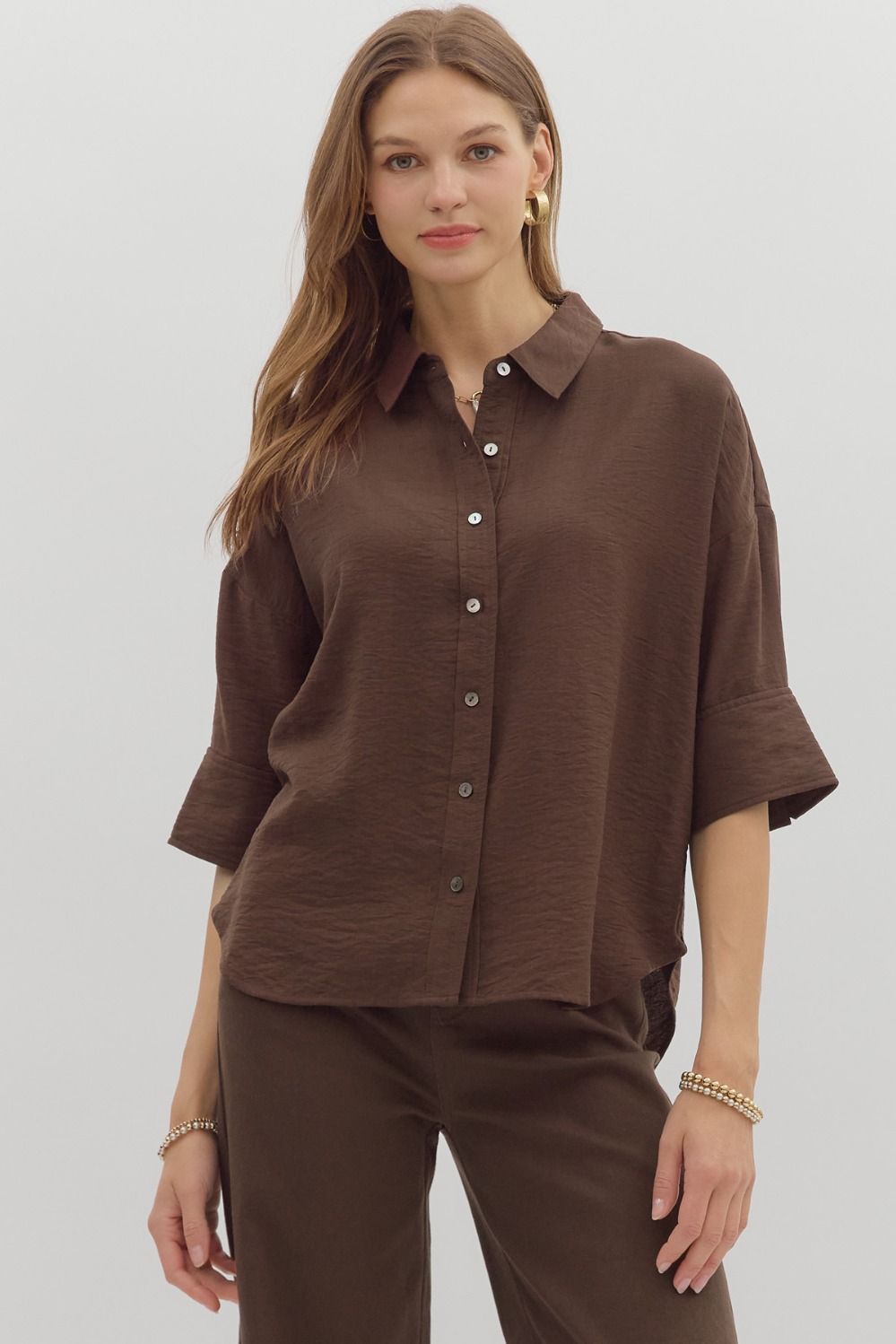 Darla Trim Detail Cuff Sleeve Shirt