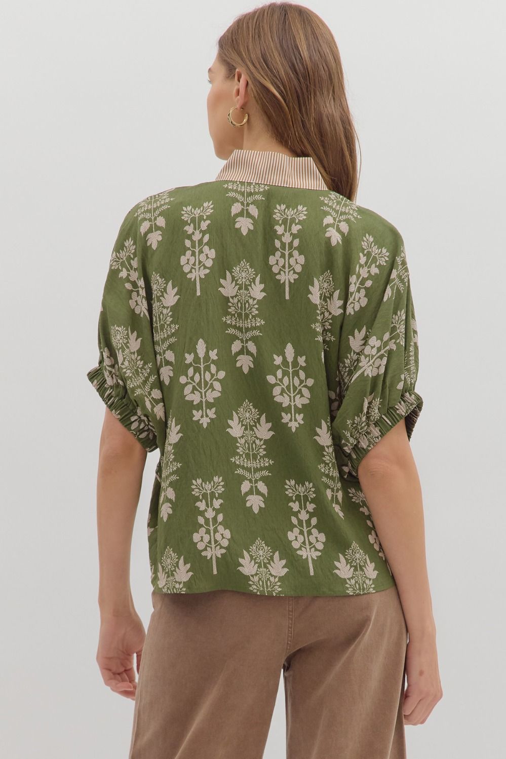Elowen Abstract Botanical Dolman Sleeve Top