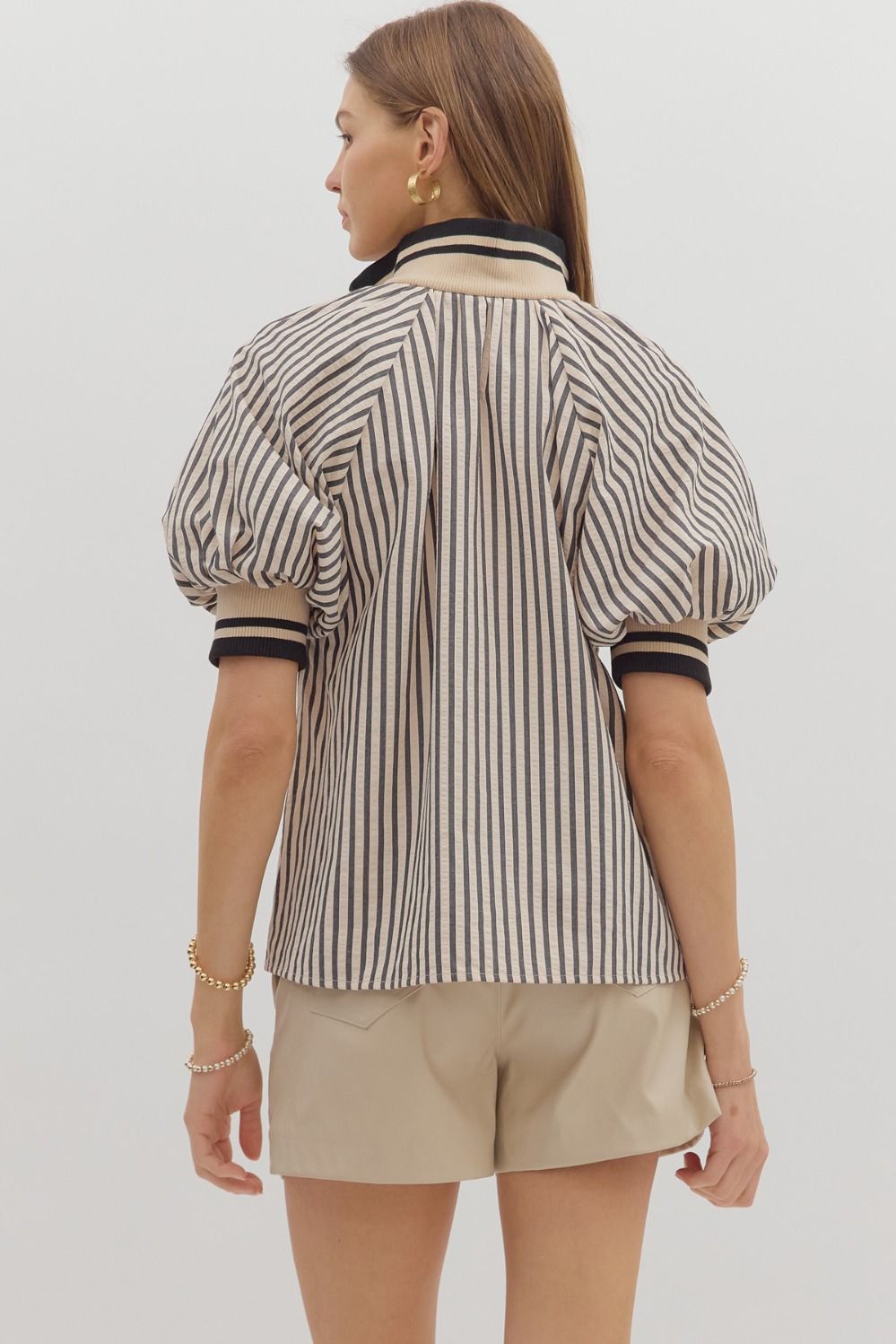 Vera Striped Puff Sleeve Top