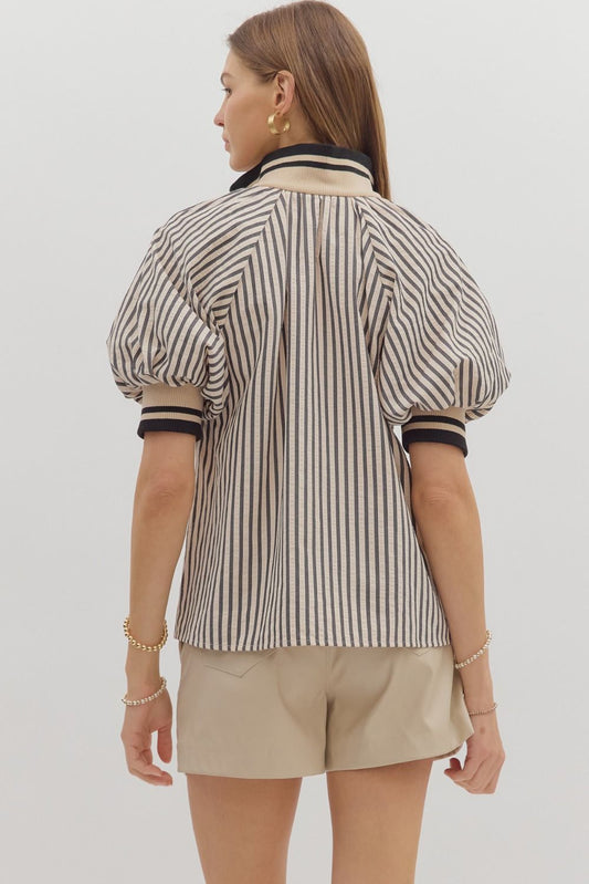 Vera Striped Puff Sleeve Top