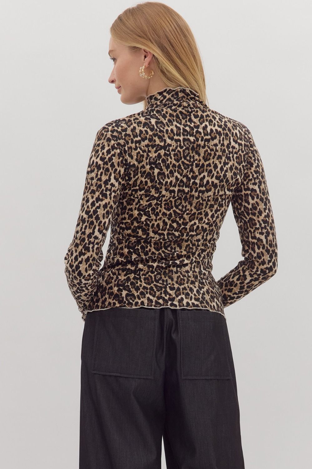 Ilene Leopard Mock Neck Top