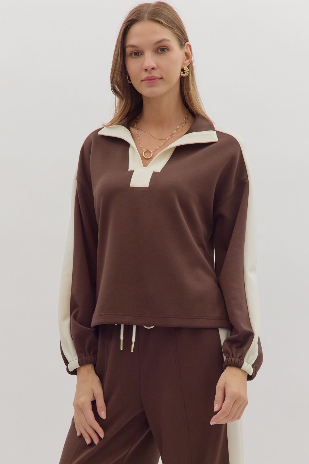 Contrast Collar Knit Top