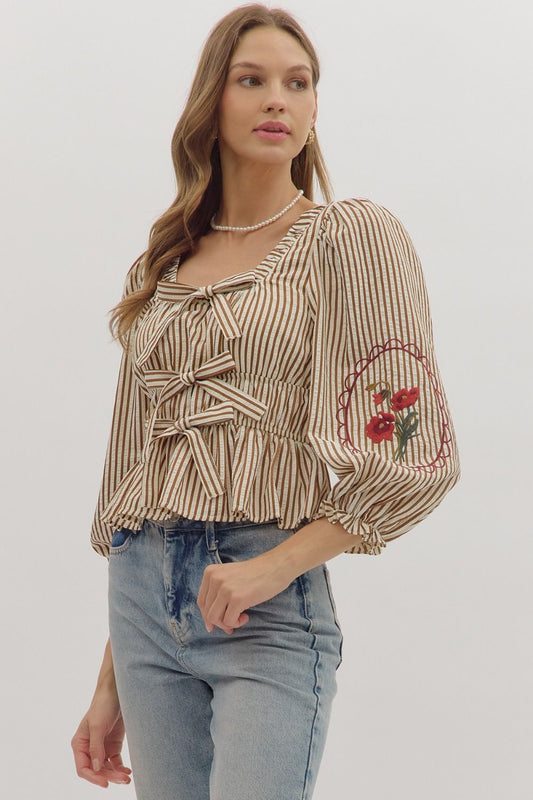 The Clara Striped Peplum Top